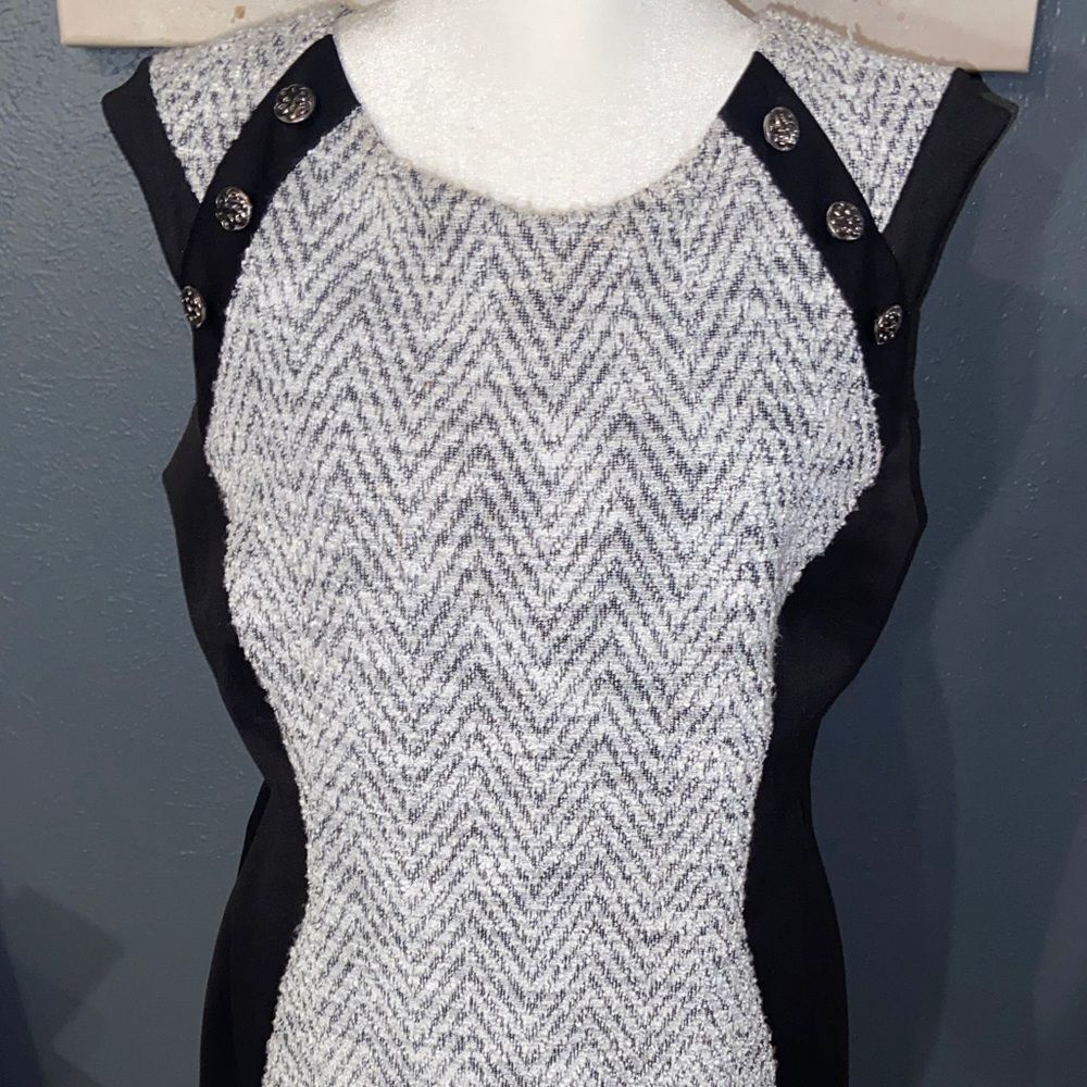 Kate & Lily Tweed Colorblock Sheath Dress Black/White Sz 12